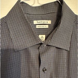 Van Heusen casual button down 16 neck 34/35 arm -blue/black/white